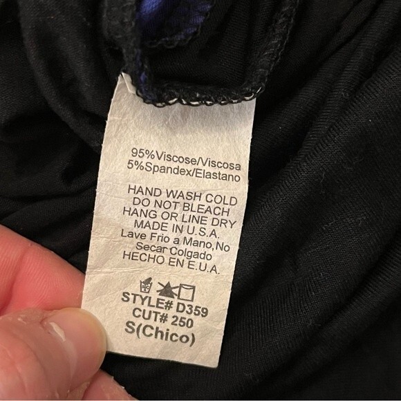 Vanilla Bay Black & Blue Striped Drape Sleeve Long Tunic Blouse with Studs Small - Picture 6 of 7